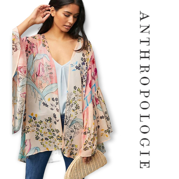 SAACHI Sweaters - Saachi Mystical Garden Ruffle Sleeve Kimono Cardigan